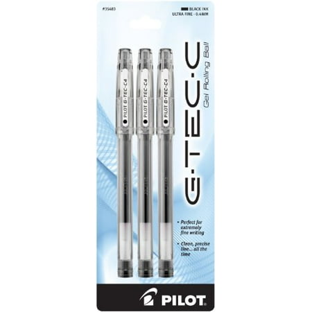 Pilot G-Tec-C Gel Rolling Ball Pens, Ultra Fine Point, 3-Pack, Black Ink