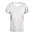 thumbnail image 4 of Rciityk Women Regular Nursing Uniform Tops V-Neck Scrub Top Casual Solid Patchwork Short Sleeve Medicals Scrub Stretch Work Tops with Pockets, 4 of 4