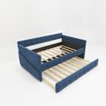 thumbnail image 4 of BLUE UPHOLSTERED TWIN SIZE DAYBED WITH TRUNDLE, VELVET FABRIC, NO BOX SPRING REQUIRED, COMFORTABLE AND SIMPLE DESIGN MODELS, 4 of 10