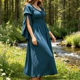 thumbnail image 5 of Guieoi Womens Dresses Long Sleeve Fashionable Court Style Long Dress Blue S, 5 of 7