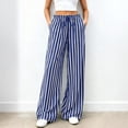 thumbnail image 5 of Bbyeadc Palazzo Pants for Women Drawstring Striped Loose Wide Leg Trousers Casual Pants Comfy Lounge Pants with Pockets,Blue (S), 5 of 6