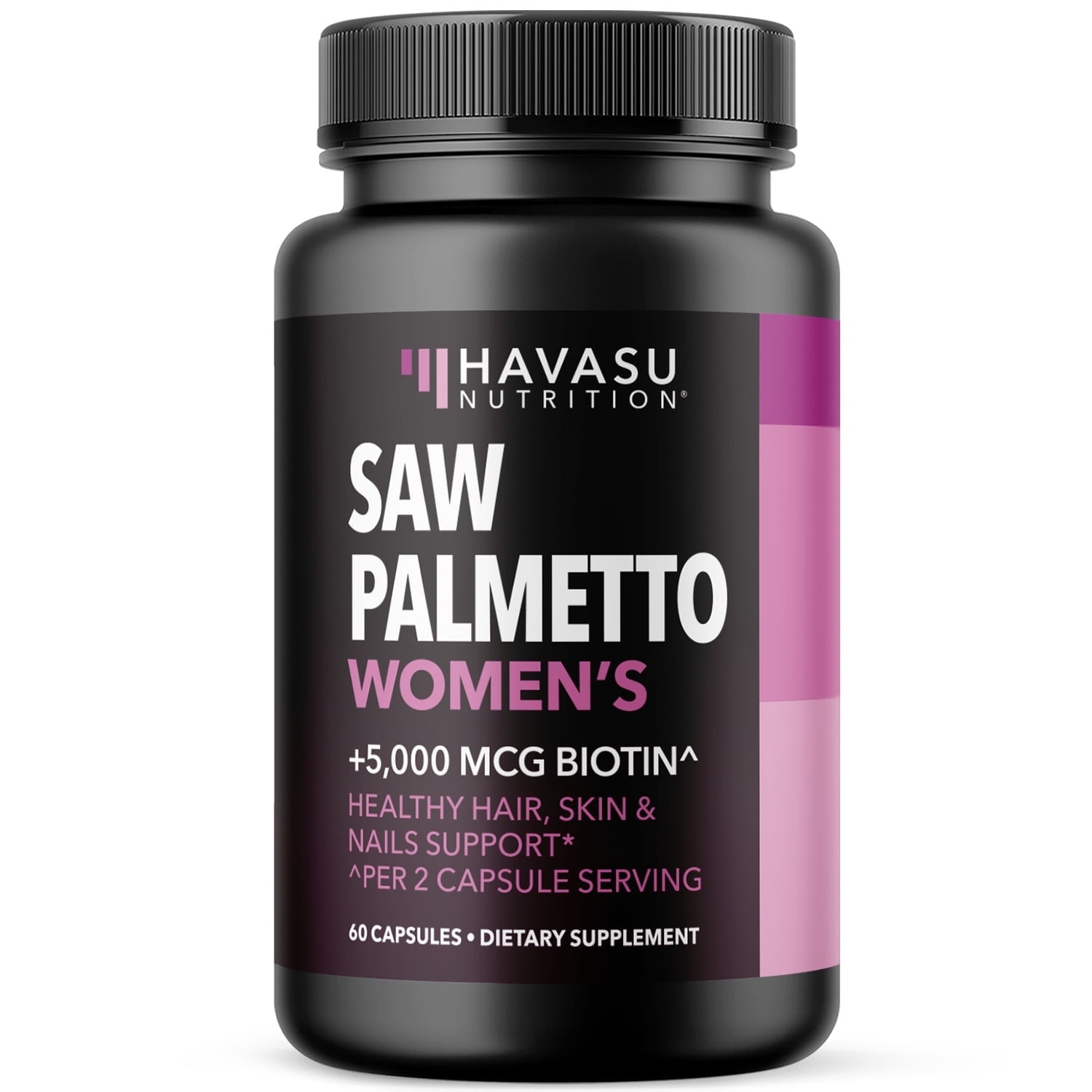 Havasu Nutrition Women’s Saw Palmetto Capsules with 5000mcg Biotin for Hair, Skin, and Nails, 60 Count