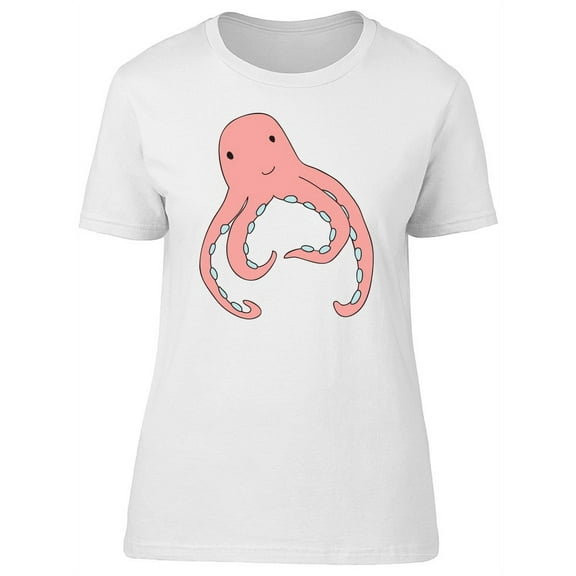 Cute Pink Octopus Doodle T-Shirt Women -Image by Shutterstock, Female Small