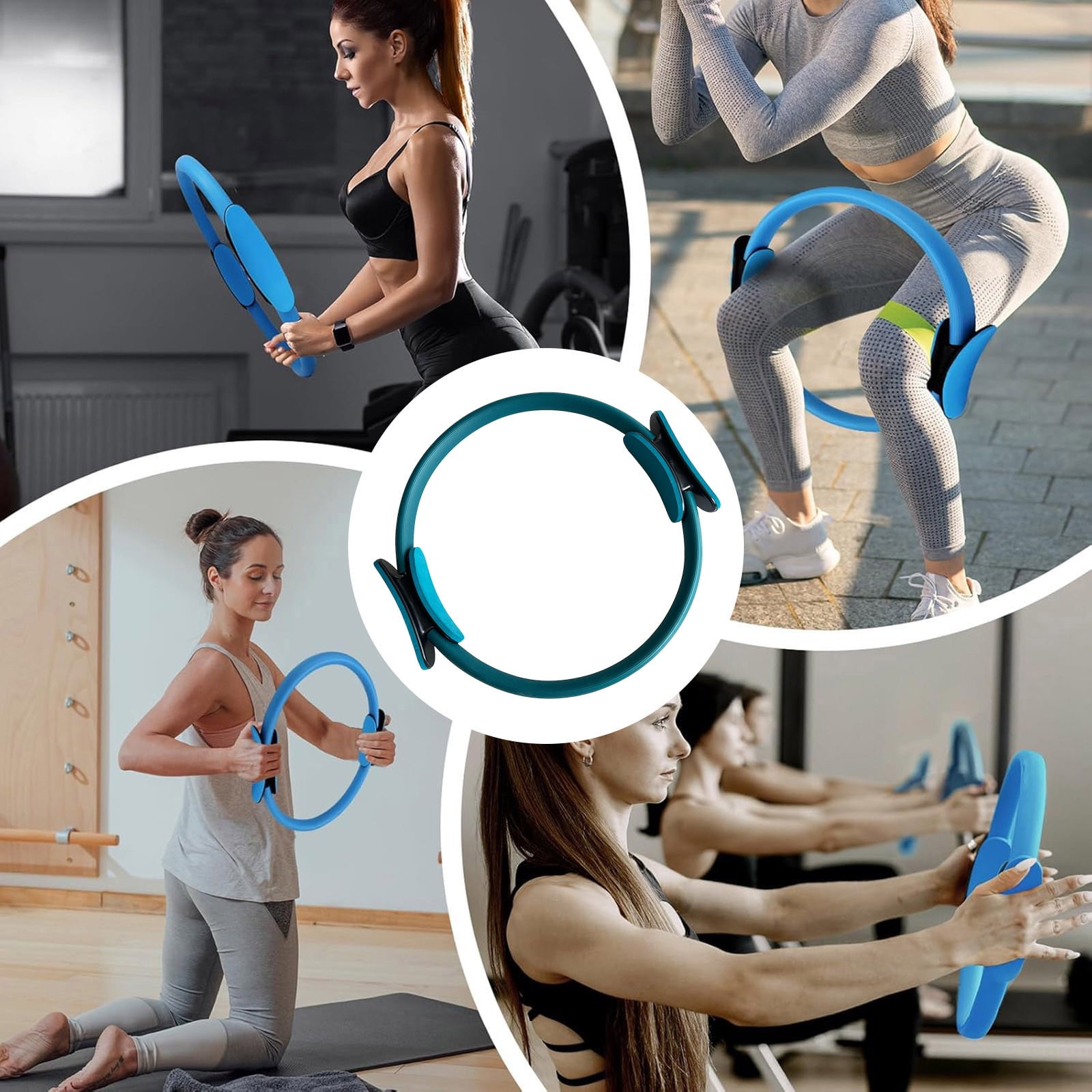 Anneau Pilates 38cm – Poignées Caoutchouc Double Face, Pour Jambes, équilibre, Musculation, Rose