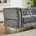 thumbnail image 5 of L-Shaped Sectional Sofa, 5-Seater Chesterfield Chenille Corner Sofa Couch with Padded Cushions and Nailhead Trim, Luxurious Sleeper Sofa with Sturdy Metal Legfs for Living Room, 5 of 9