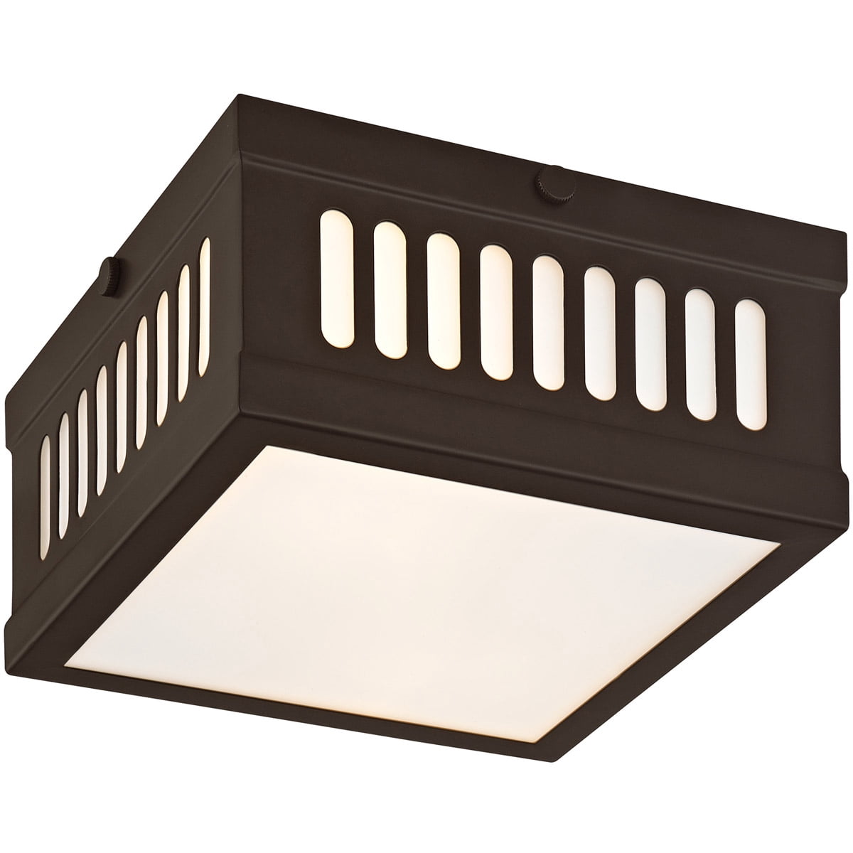 7.5 inch 2 Light Bronze Ceiling Light fixture with Hand Blown Satin Opal White Glass Shade