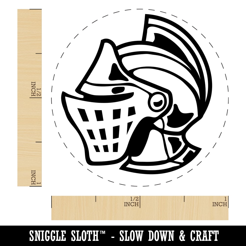 Medieval Knight Helmet Self-Inking Rubber Stamp Ink Stamper - Brown Ink - Medium 1 Inch