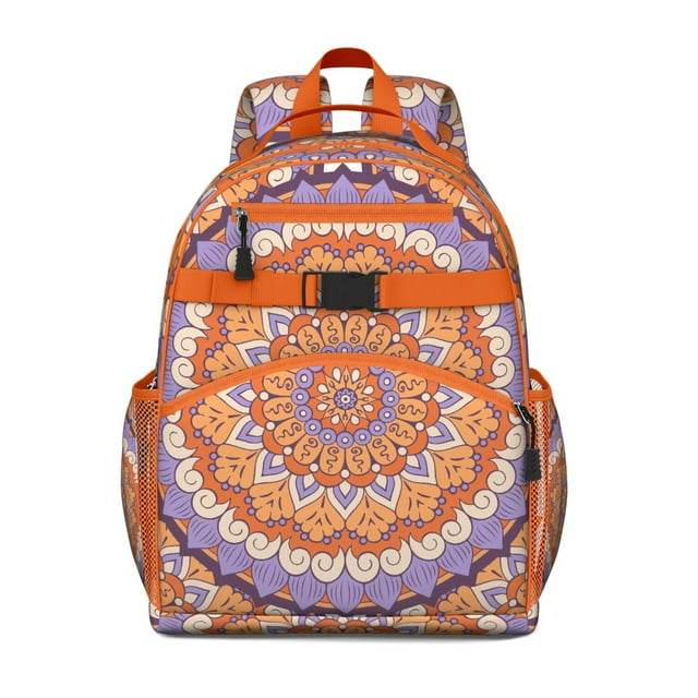 Mandala Cosmic Spiritual Spirituality School Backpack Adjustable Padded Straps Chest Strap Large Capacity Water-Resistant Backpack