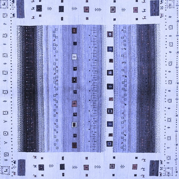 Ahgly Company Indoor Square Solid Blue Modern Area Rugs, 5' Square