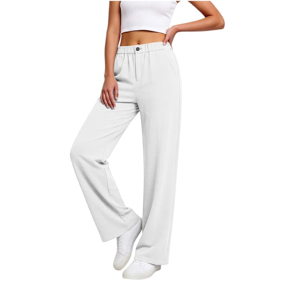 BUIGTTKLOP Womens Wide Leg Pants High Elastic Waisted Work Slacks Straight Leg Business Office Pants