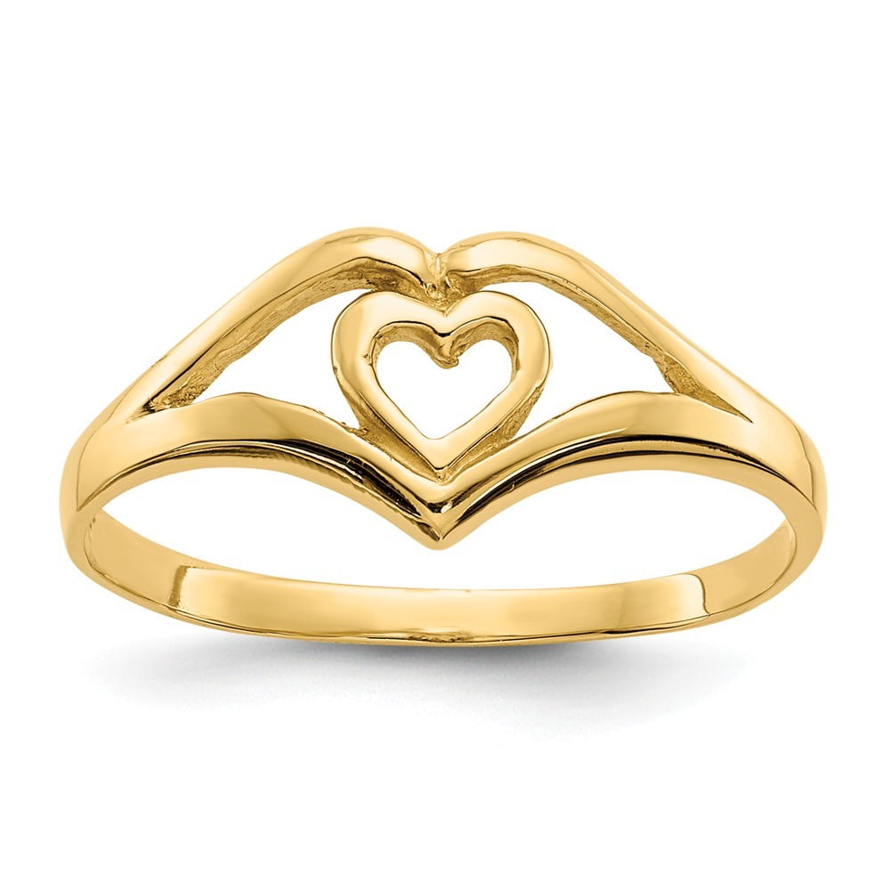 Jewelry 14k Yellow Gold Double Heart Cutout Frame Ring 1.4