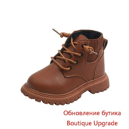 

ANXINDAXZ Kids Leather Ankle Boots Waterproof Children Chelsea Boots Boy Girls Winter Boots Fashion Toddler Snow Shoe
