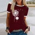 thumbnail image 1 of Puntoco Mujeres Moda Casual Impresión Cuello Redondo Suelta Manga Corta Camiseta top Blusa Pullover Puntoco Puntoco-501, 1 of 4