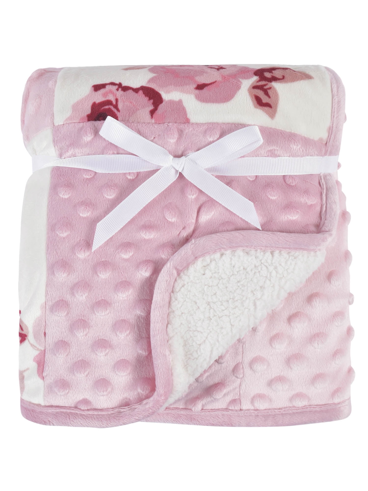 Personalised Embroidered Super Soft Baby Blanket Pink Cream Blue White Newborn 