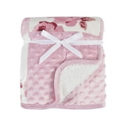 Modern Moments by Gerber Baby & Toddler Girl Patchwork Blanket with Sherpa, Pink Roses