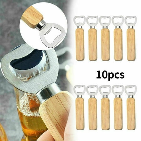 

Welpettie 10Pcs Wooden Handle Bottle Openers Comfortable Handheld Beer Bottle Openers Wine Bottle Opener Kits Bottle Cap Tools for Home Kitchen Party Bar Restaurant