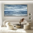 thumbnail image 3 of Large Original Minimalist Ocean Oil Painting Modern Abstract Sea Canvas Wall Art Ocean Wave Painting Custom Living Room Wall Home Decor,Unstretched,Frameless,(91*182cm)36*72lnches, 3 of 5