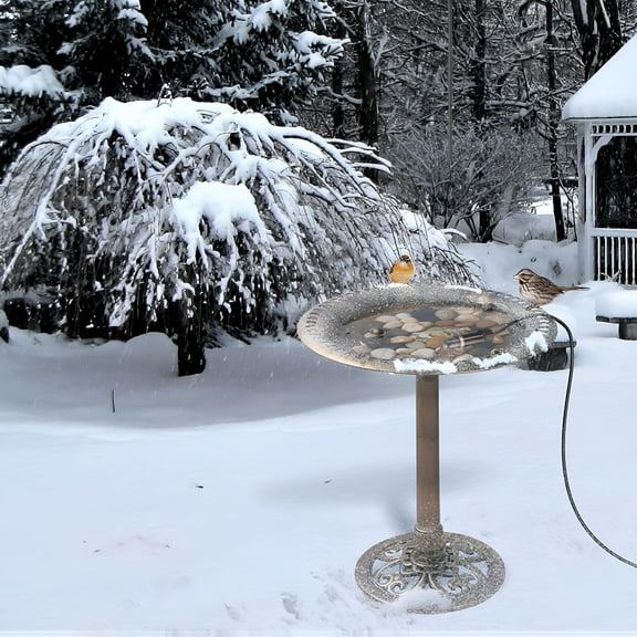 HIBIBUD Bird Bath Heater For Outdoors In Winter - 10 W Birdbath Deicer With Thermostatic Control And 4.3 Ft Long Power Cord,Energy Saving For Garden Yard Patio