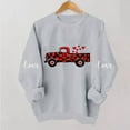 thumbnail image 2 of Valentine's Day Sweatshirt for Women Cute Graphic Pullover Oversized Fleece Vintage Love Truck Buffalo Plaid Hearts Gray,Size L, 2 of 6