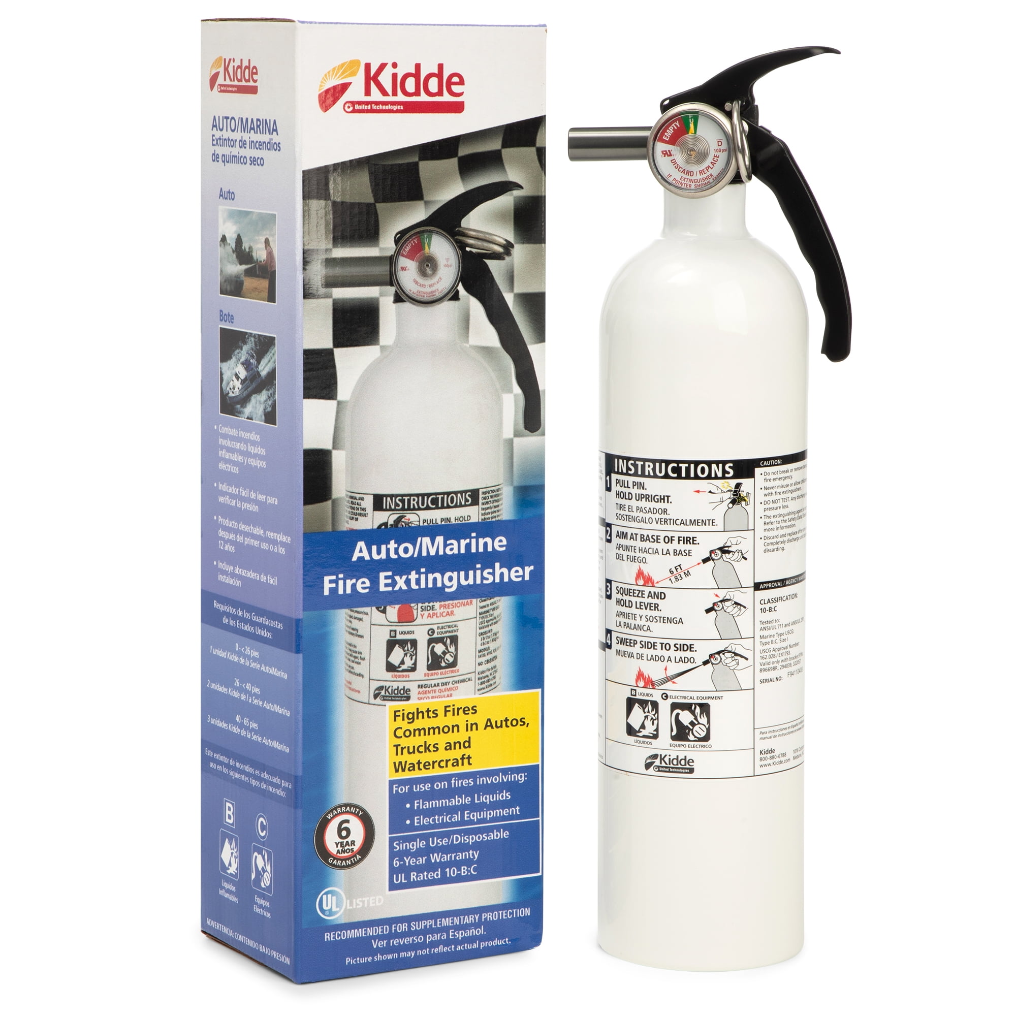 Kidde Dry Chemical Fire Extinguisher Home Car Auto Garage Kitchen 5bc Empty for sale online 