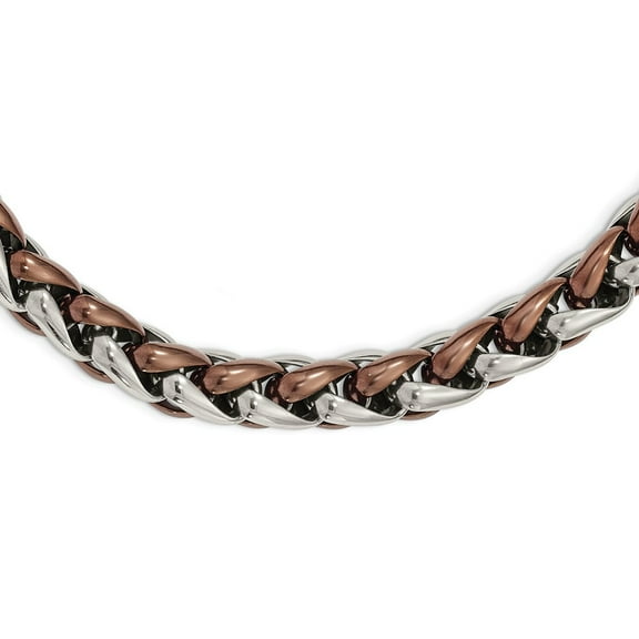 Primal Steel Stainless Steel Polished Brown IP-plated 24-inch Necklace