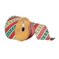 thumbnail image 1 of Vickerman Q180683 2.5 in. x 10 Yards Red, Green & White Stripe Dots Ribbon, 1 of 1