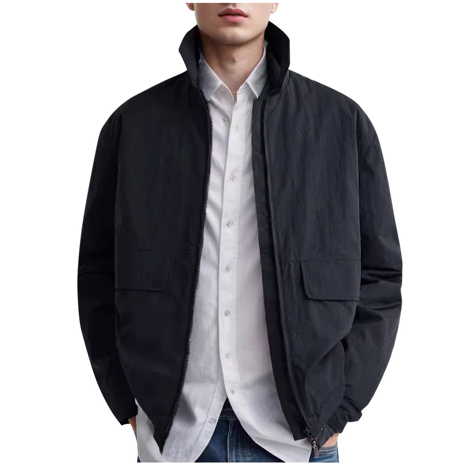 JXMVOJ Men's Stand Collar Jacket Lightweight Casual
