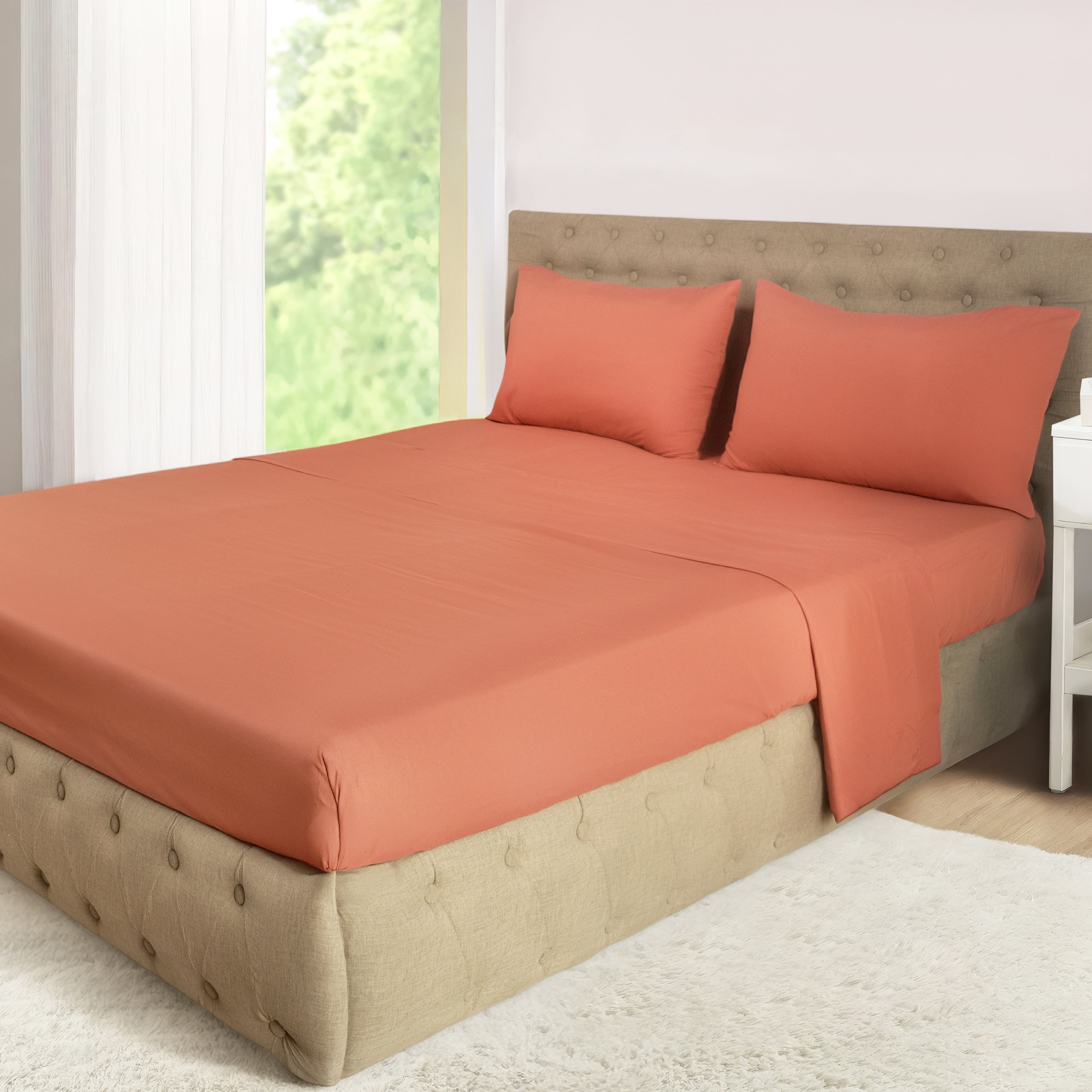 Mainstays All in One Reversible Comforter and Sheet set- 7 Piece, Full, Orange Stripe