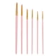 thumbnail image 1 of Suministros de arte de cabello de nailon para principiantes, ideal para pintar y dibujar Juego de 6 pinceles de acuarela puntiagudos de color rosa mate, 1 of 8