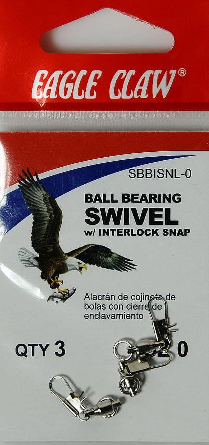(3 pack) Eagle Claw Ball Bearing Swivel with Interlock Snap, Size 0