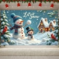 thumbnail image 3 of Snowman Let it Snow Banner Snowflake Winter Backdrop Plaid Scarf Red Cardinal Christmas Background for Winter Party Christmas Celebration Home Decor, 3 of 9