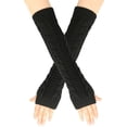 thumbnail image 2 of Meitianfacai Winter Gloves Thumb Hole Arm Warmers for Women, Knit Long Stretchy Sleeve Fingerless Gloves, 2 of 5