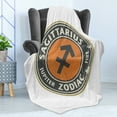 thumbnail image 4 of Zodiac Sagittarius Soft Flannel Fleece Throw Blanket, Zodiac Themed Logo Design Jupiter Grunge Image, Cozy Plush for Indoor and Outdoor Use, 50" x 60", Dark Taupe Orange Beige, by Ambesonne, 4 of 5