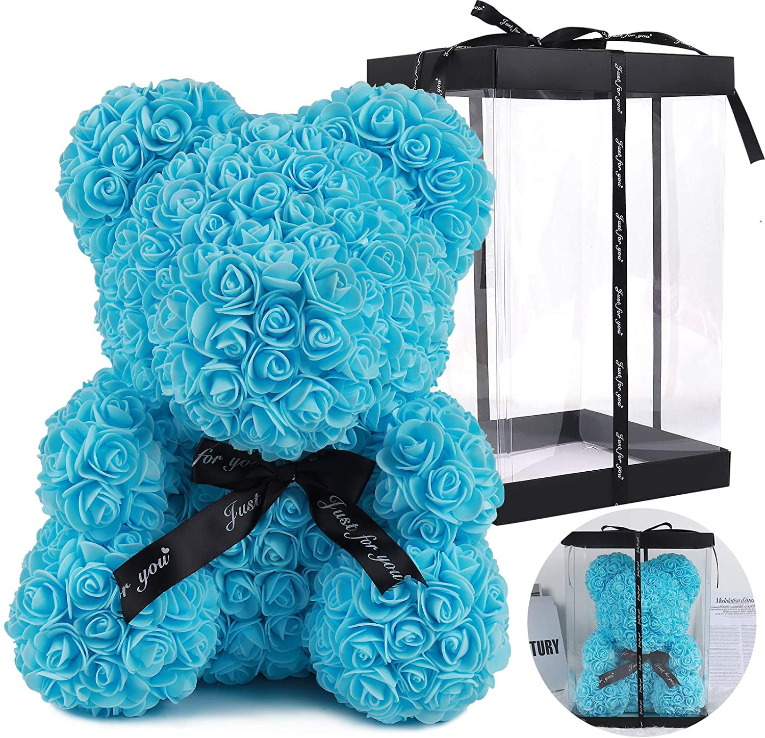 blue teddy bear roses