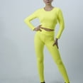 thumbnail image 2 of Elainilye Fashion Workout Outfits for Women 2 Piece Casual Solid Tight Hip Curling Yoga Suit Sports Set Long Sleeve Pants Sets,Yellow, 2 of 7