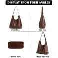thumbnail image 4 of Spencer Retro PU Bags for Women Tote Bag with Purse Slouchy Bag Hobo Handbag Crescent Satchels Shoulder Bag, 2pcs Bag Set, Coffee, 4 of 9