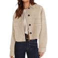 thumbnail image 1 of Chaqueta Corta de Ante Sintético para Mujer, Informal, Ligera, para Otoño e Invierno. Beige XXL, 1 of 8