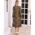 thumbnail image 3 of Zeagoo Fall Dresses for Women Long Sleeve Midi Dress Casual A Line Dresses Pleated Flare Dress with Pockets, 3 of 6