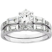 2 Carat T.g.w. Cz Round Platinum Over St