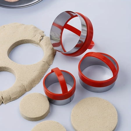 3pcs Round Cookie Cutters - Stainless Steel Pastry Cutters Biscuit Molds - Baking Tools for Kitchen Accessories