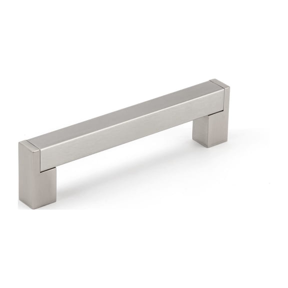 richelieu hardware - bp520128195 - contemporary stainless steel pull - 520 - 5 1/32 in (128 mm) - brushed nickel finish