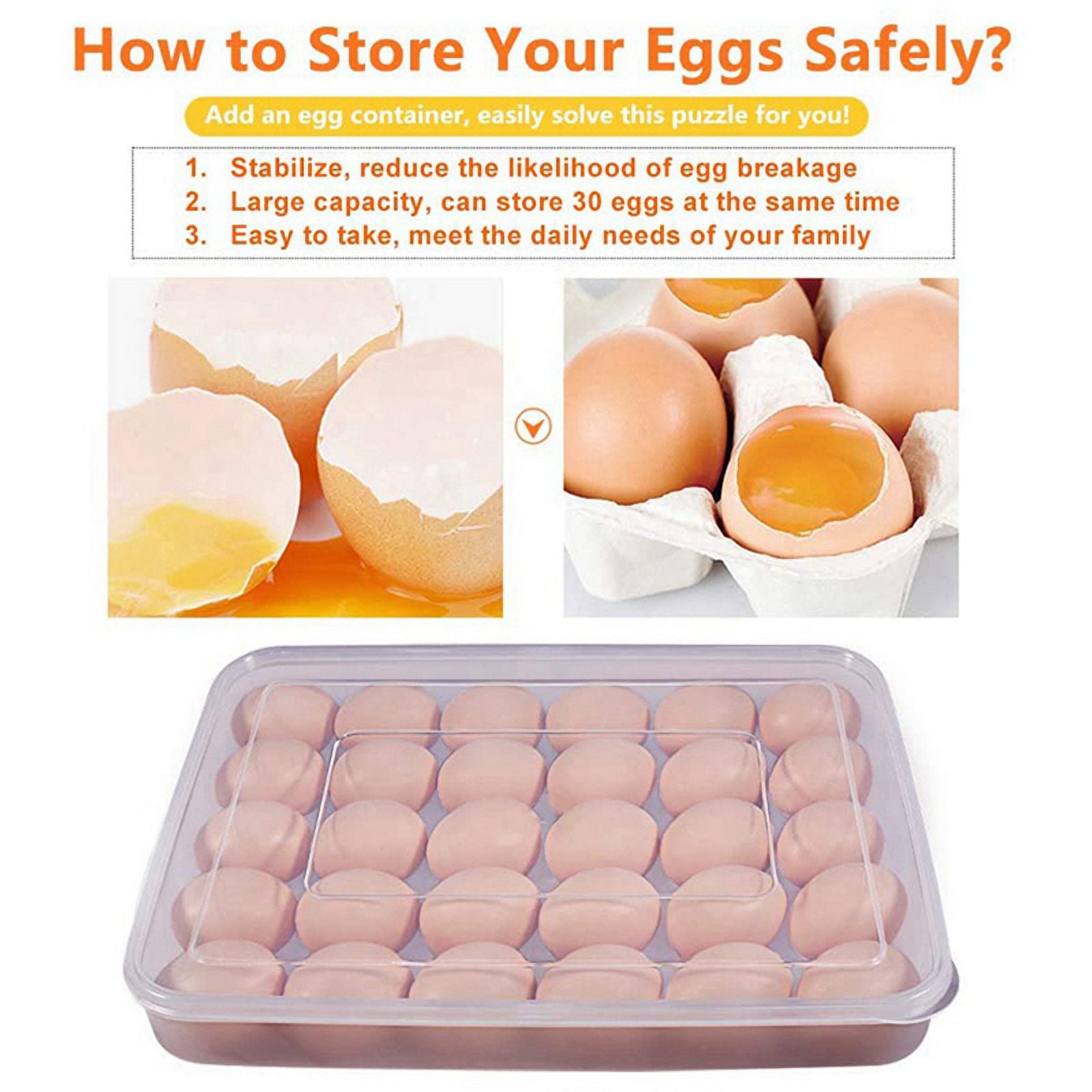 Egg Container, Refrigerator Deviled Egg Tray Carrier with Lid for 60 Eggs - Plastic Fridge Stackable Portable 4 Pack