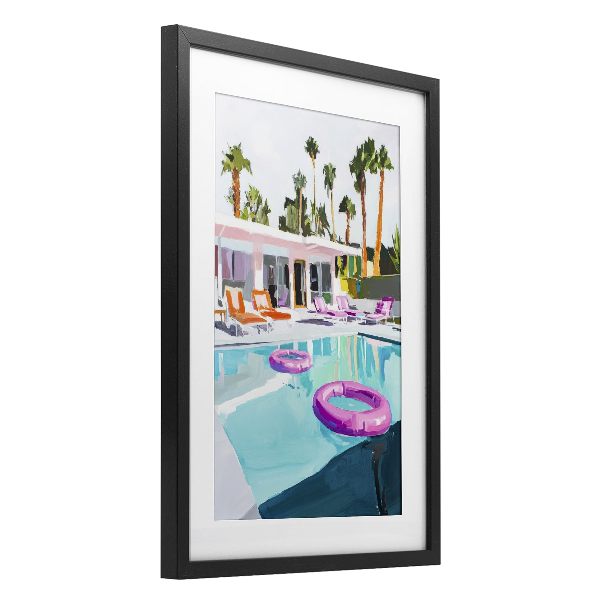 Stupell Industries Palm Springs Poolside Impression Black Framed Print Under Glass, design by Sisi and Seb