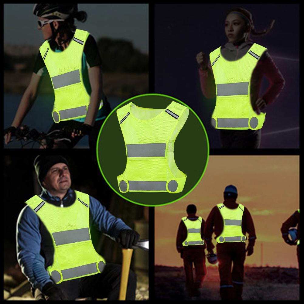Reflective Vest Adjustable Safety Vest High Visibility Running Vest Lightweight Breathable Cycling Night Running Walking Sports Vest