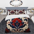 thumbnail image 2 of Designart "Turkish Tiles with Red and Blue Florals II" Abstract Floral Bedding Covert Set - Floral Blue Traditional Bed Set With 2 Shams, 2 of 5