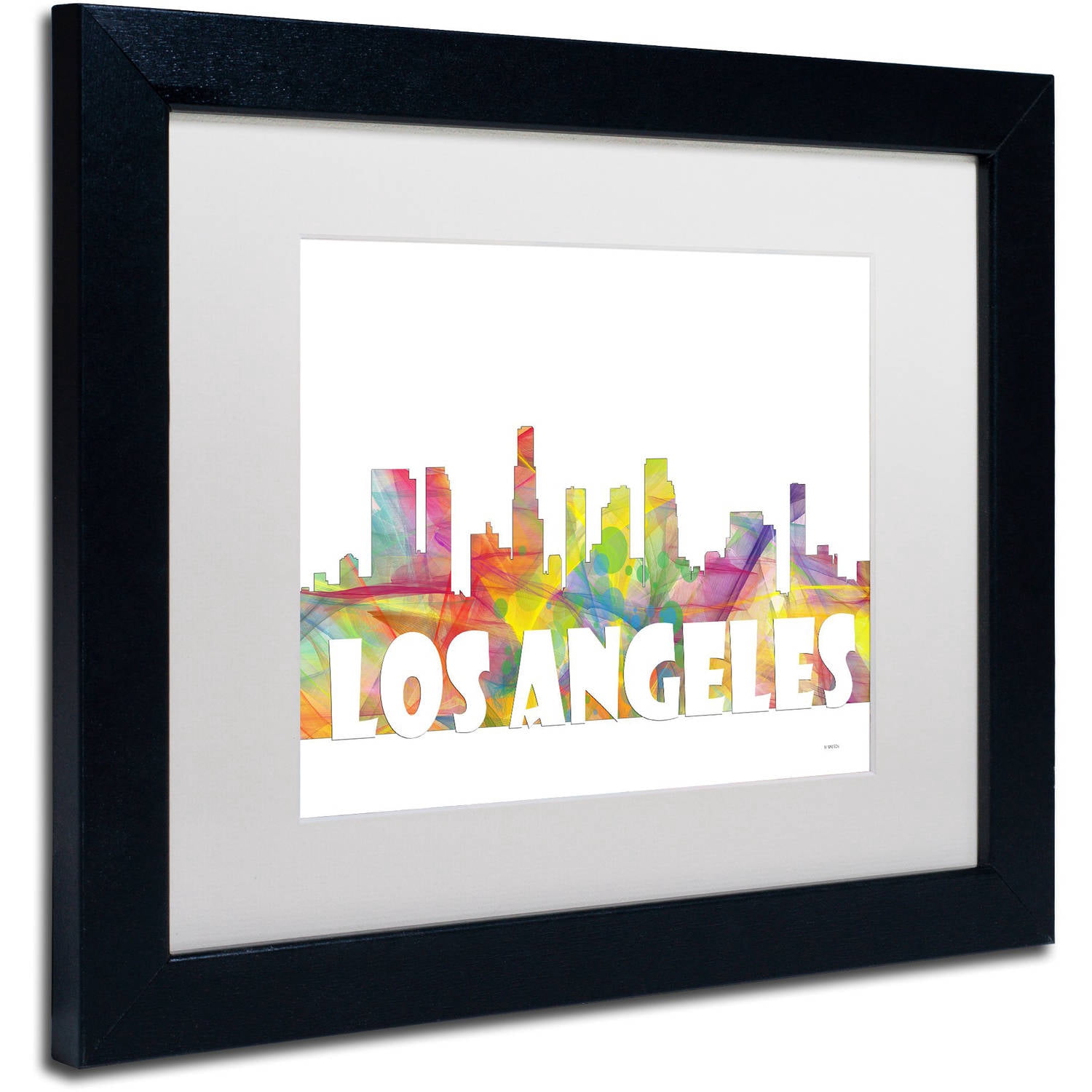 Trademark Fine Art 'Los Angeles CA Skyline Mclr-2' Canvas Art by Marlene Watson, White Matte, Black Frame