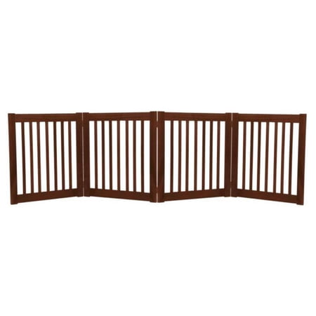27" Highlander - 4 Panel Free Standing Wood Pet Gate - Mahogany
