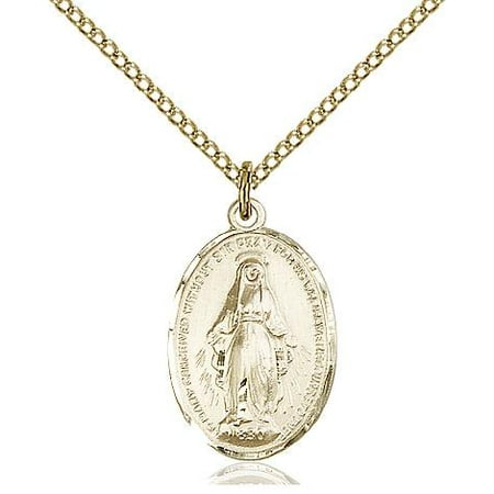 18' Gold Filled Chain - Miraculous Medal Pendant | Virgin Mary Necklace in 14 KT Gold Filled with 18