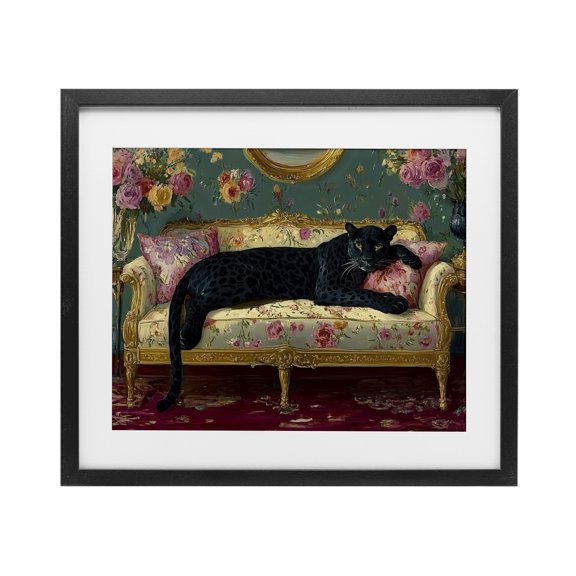 Stupell Industries Traditional Opulent Interior Panther Black Framed Print Under Glass, 16 x 13, by Annabelle Hall