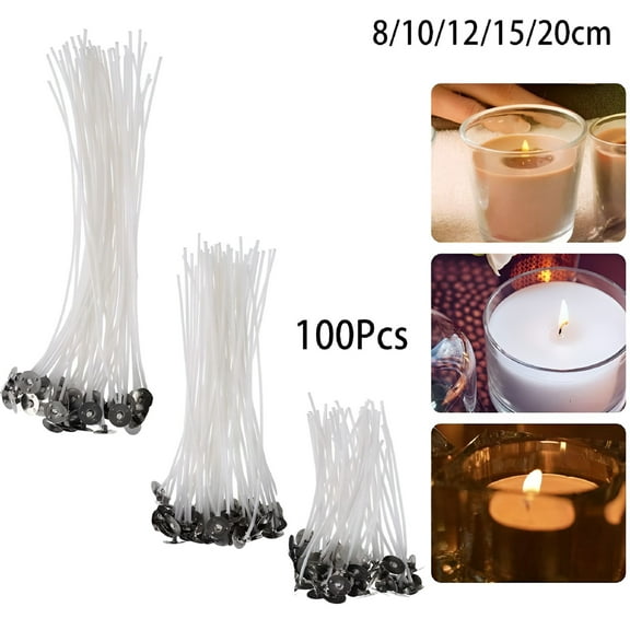 NEXIMO 100% Natural Cotton Candle Wicks - Pre-Waxed,Low Smoke 6" Wicks for DIY Candle Making,100 Wicks